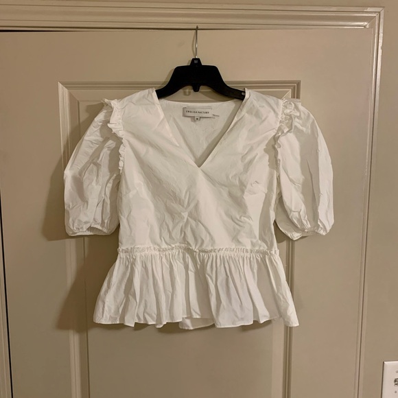 English Factory Tops - English Factory White Puff Sleeve Blouse